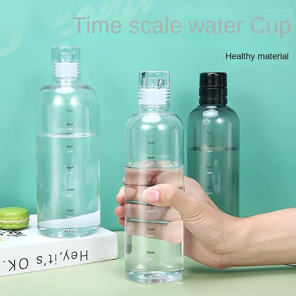 Portable 500/750ML Water Bottle Leakproof Timescale Drinking Cup Transparent Juice Bottle for Outdoor Sports