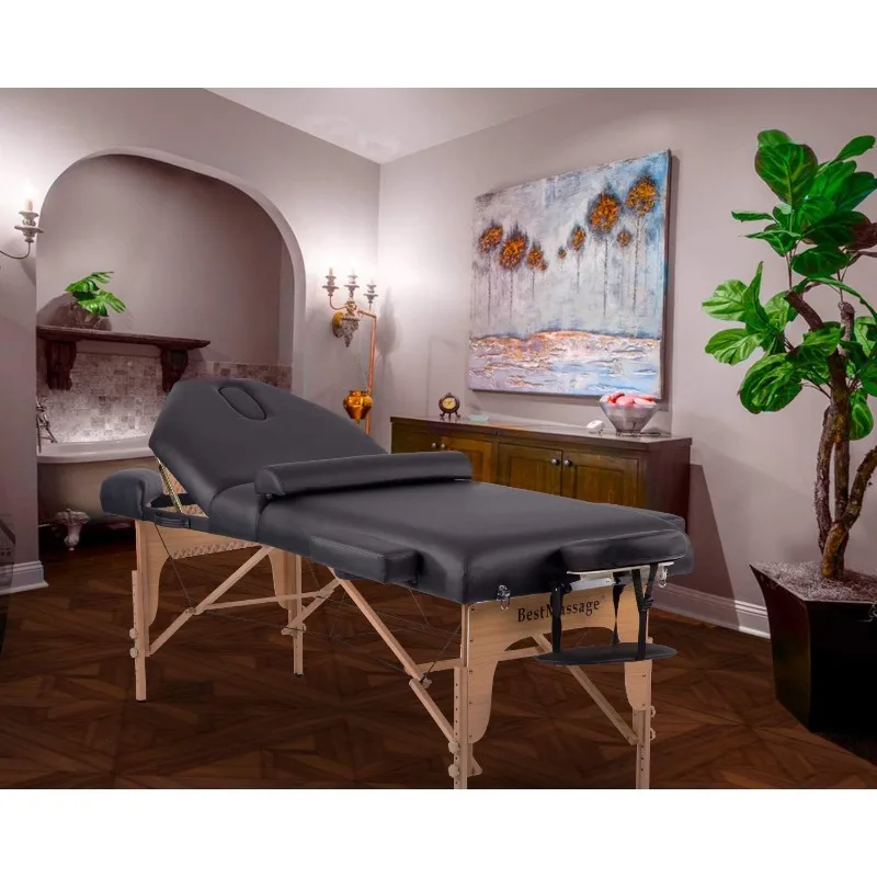 Massage Bed Spa Bed Height Adjustable 77-86 Inches Long 30 Inches Wide Salon Bed 3 Fold 4 Inches Thick Foam