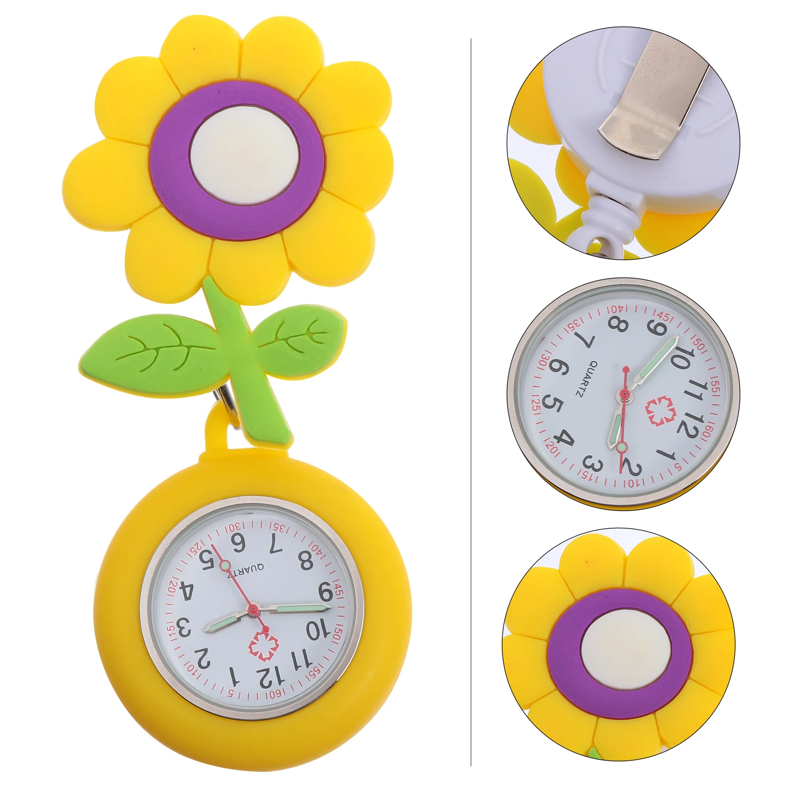 

Soft Hanging Watch Quartz Nurse Pocket Clip-on Yellow Doctor Luminous Fashionable Practical Portable Watches