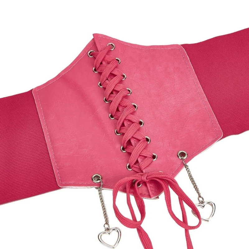 

Temperament Heart Chain Pendant Corset for Women Elastic Wide Waist Belt for Banquet Dress Decoration Versatile Belt