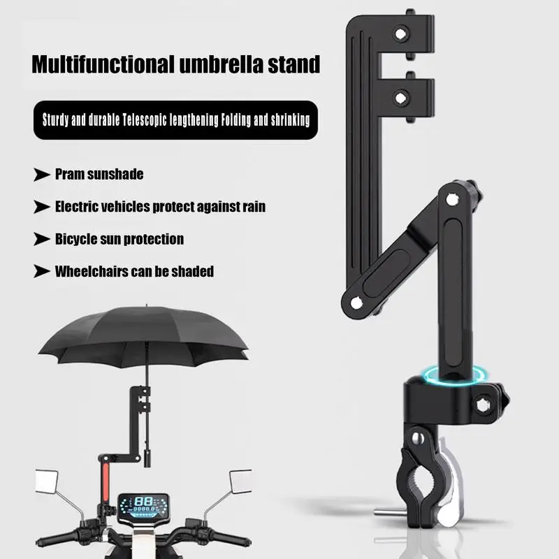 Bicycle Umbrella Holder Wheelchair Umbrella Connector Stroller Umbrella Stands Any Angle Swivel Rain Gear Tool