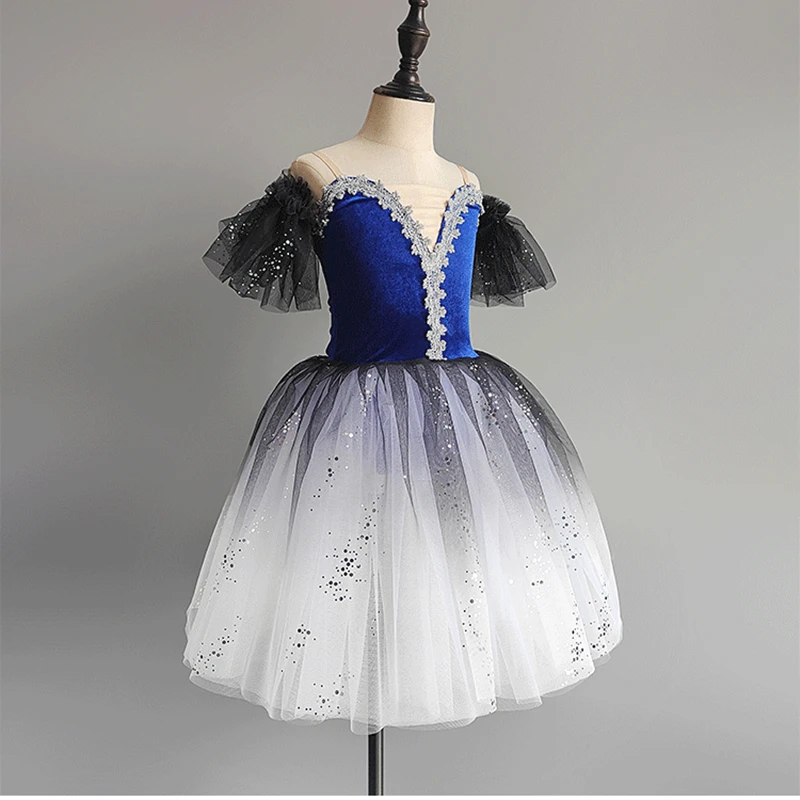 Blue Ballet Performance Tutu Dress Girls Dance Wear Outfit Children Stage Clothing Fashion Ballet Dresses Princess Vestido Kids image 2