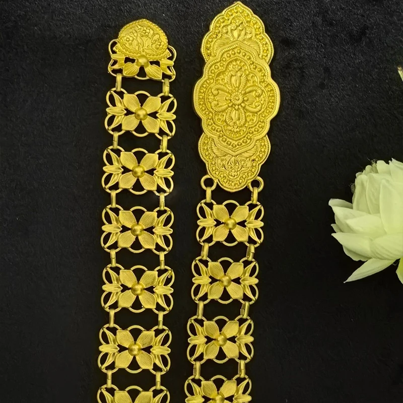 التايلاندية داي سبائك الذهب الجوف زهرة الخصر البطن سلسلة الرجعية العرقية نمط موضة المرأة رداء حزام مجوهرات للجسم اكسسوارات الحفلات