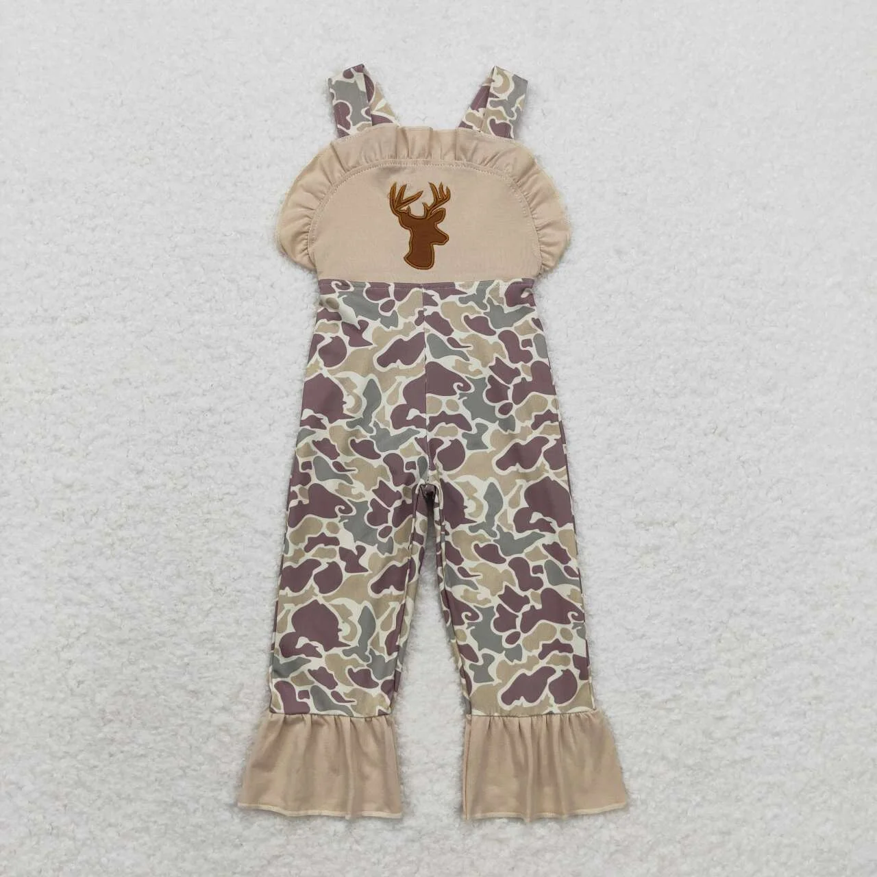 

Оптовая продажа, комбинезон без рукавов с вышивкой в виде оленя для маленьких девочек, камуфляжные штаны для малышей, комбинезоны для младенцев, одежда для девочек