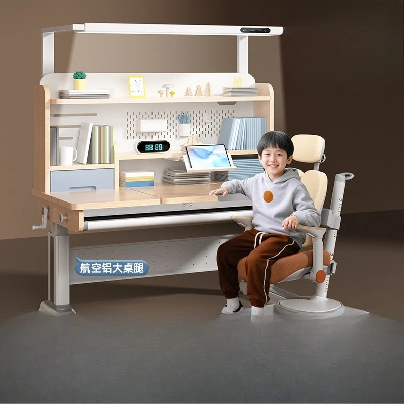 

Children's study table, primary and secondary school students' desk learning, children's writing table, chair set, lamp