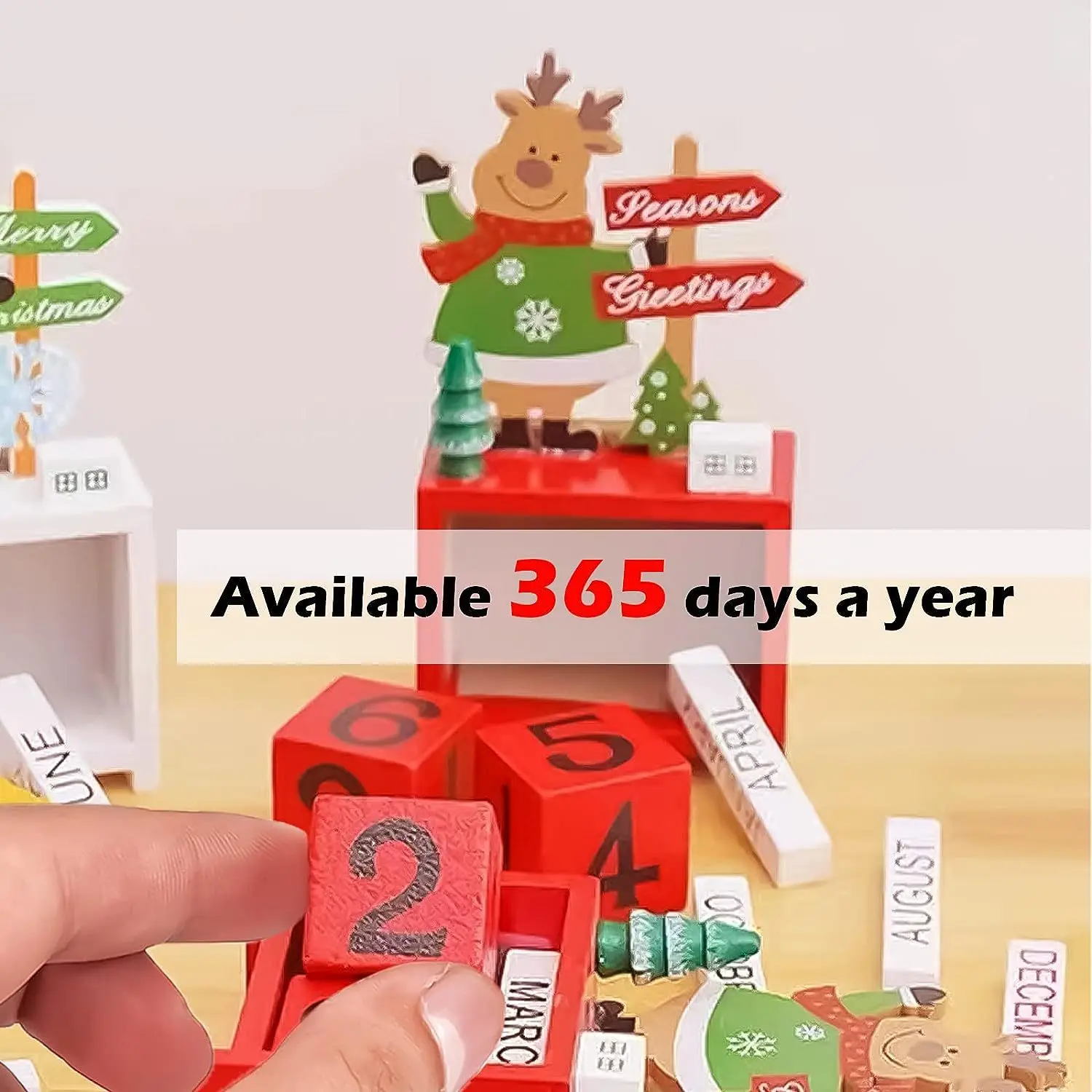 Wooden Christmas Countdown Calendar Santa Claus Snowman DIY for Tabletop Ornaments Festive Holiday Home Decor Xmas gifts for kid
