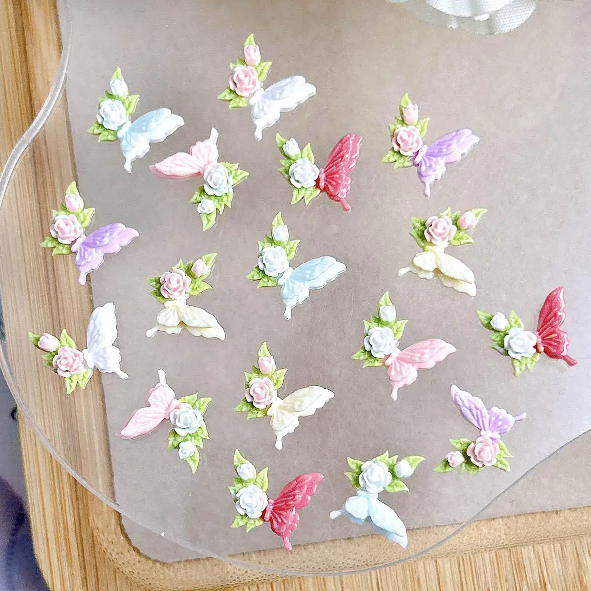 30Pcs 3D Resin Rose Butterfly Splicing Nail Charms Colorful Luminous Butterfly Nail Art Decoration Manicure DIY Accessories - Image 4