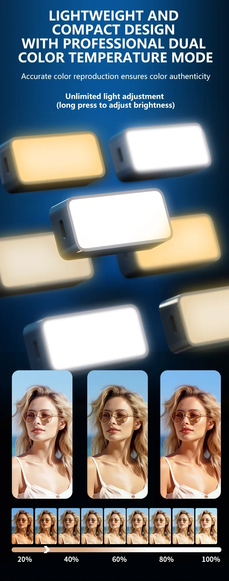 NEW Magnetic Portable Mini Selfie Fill Light Adjustable Lighting Rechargeable Portable Led Video Light For Tiktok Camera Mobile