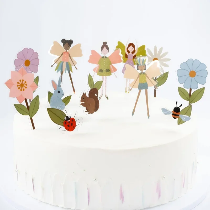 24 Pcs Fairy Cupcake Toppers Woodland Theme Cake Decorations for Birthday Baby Shower Decors Fairy Theme Tea Party Decorations