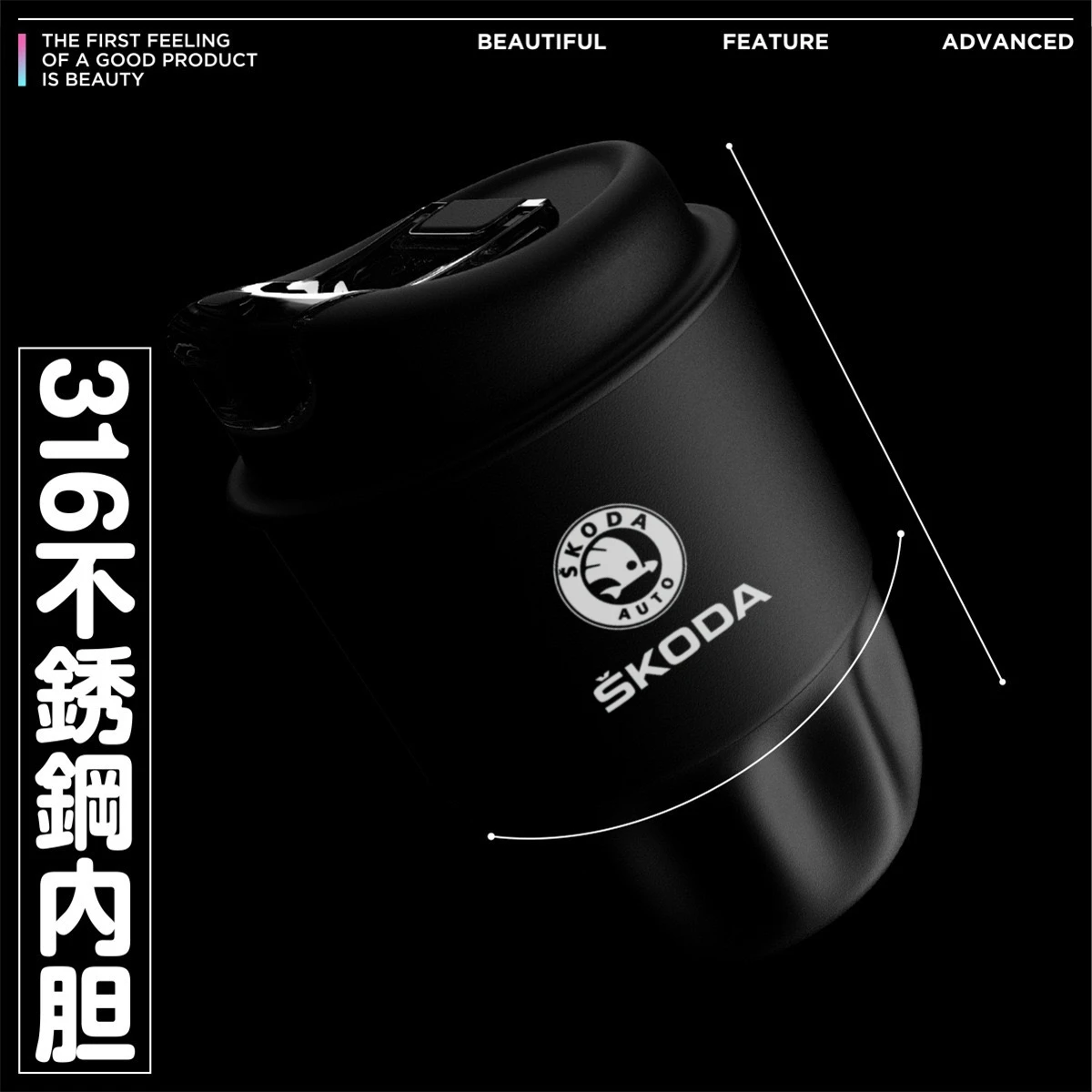 

Car Portable Travel Dual Drink Coffee Cup 316 Stainless Steel Insulated Cup For Skoda Octavia 2 3 Fabia Superb Kamiq Kodiaq Rapi