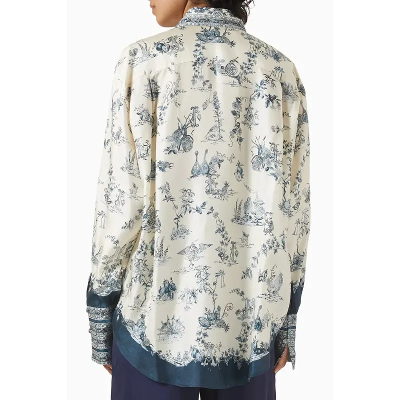 Haut Vintage avec poche, ample, tenue habillée de célébrité, chemisier élégant à manches longues imprimé Floral pour femmes, chemise Boho boutonnée Y2K