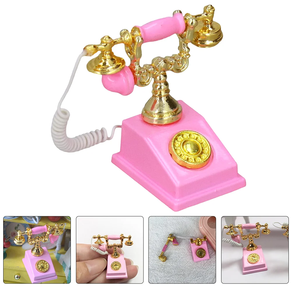 Simulated Telephone Mini Things Toy Phones Vintage Furniture House Decor Micro Model Tools Toys