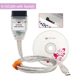 K DCAN Programming Cable for In-pa Ediabas K+DCAN Switch OBDII Diagnostic Cable for BMW E46 K+CAN K CAN FT232 Chip USB Interface