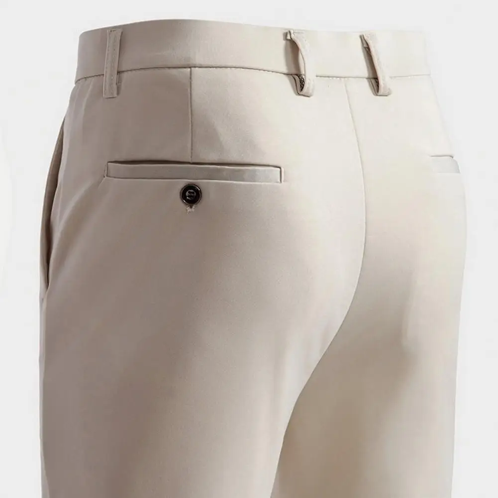 Pantalones de traje elegantes para hombre, pantalones de traje ajustados con bolsillos de cierre de cremallera para ropa Formal de oficina de negocios, elegantes para citas