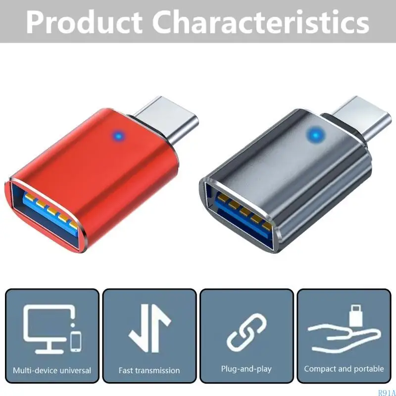 R91A USB C 암컷 대 USB 수컷 어댑터, CTYPE에서 USB3.0 충전기 케이블 OTG 어댑터