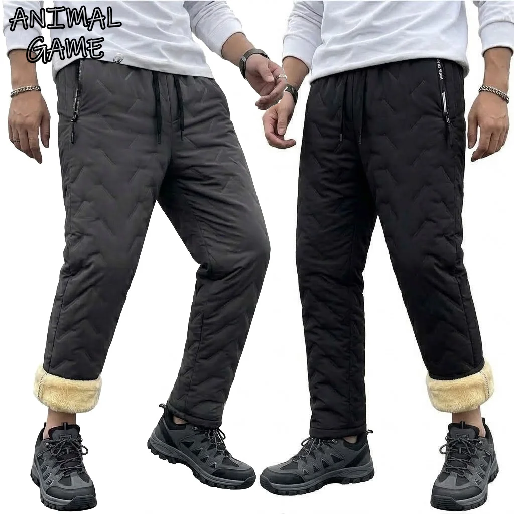 Men's Thick Winter Pants Thermal Joggers Windproof Lightweight Sweatpants Warm Outdoor Athletic Track Pants Fleece Work Pants