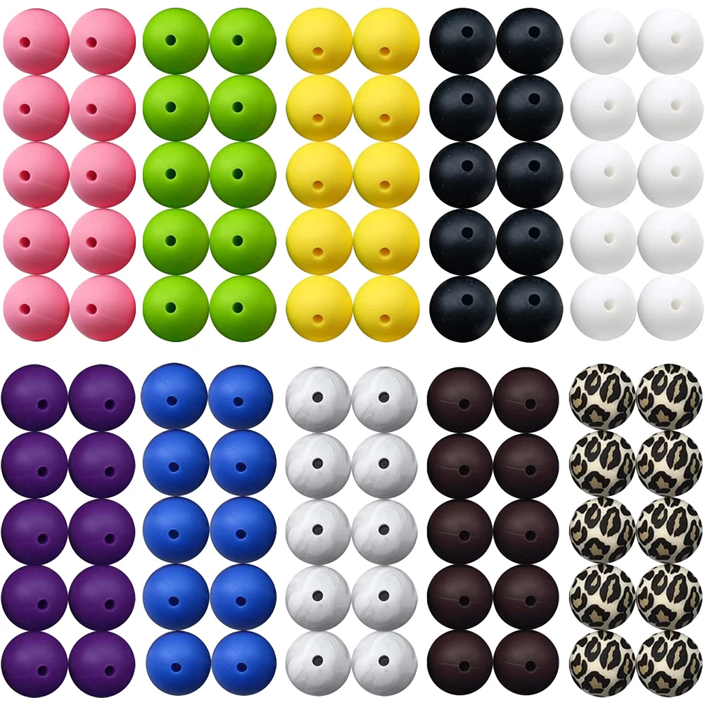 

100 Pcs Silicone Beads Bulk Crafts Round Bracelets Multi Color Jewelry Making Safe Comfortable Storage Spacer Beads