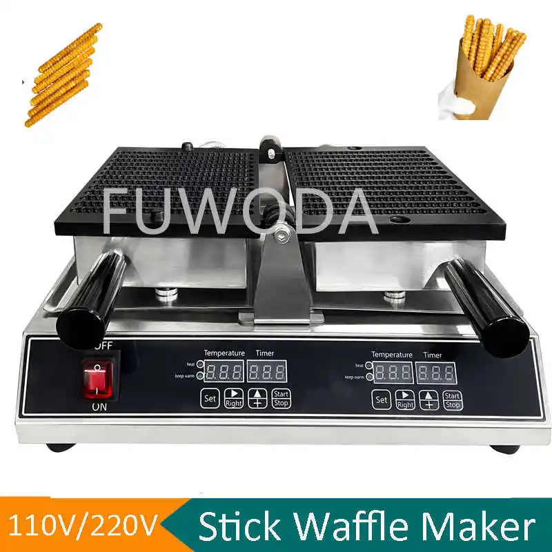 

110V 220V Waffle Sticks Baking Equipment Temperature Control Waffle Fries Machine Stainless Steel Pastry Maker Waffle Fries