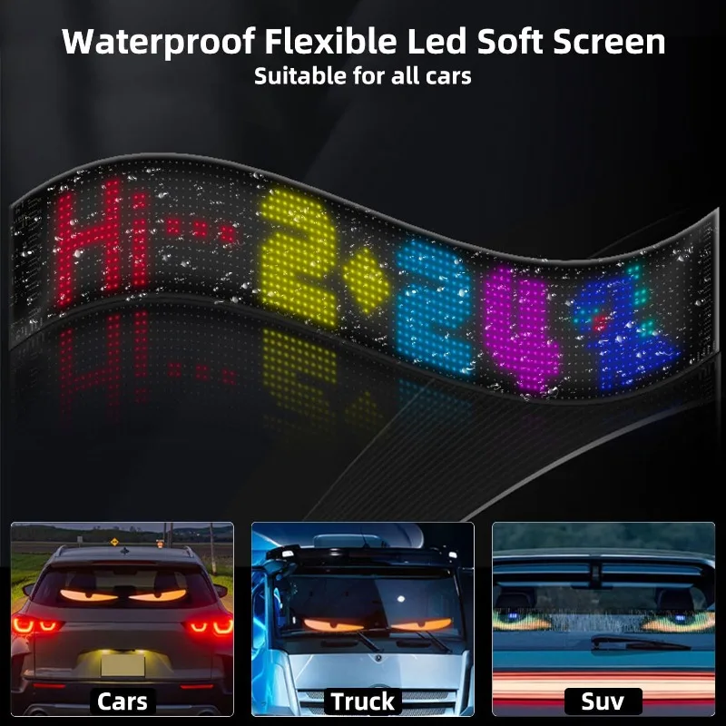 Diable yeux lumière LED oeil dynamique Flexible écran intelligent lampe colorée doux bricolage écrans d'affichage flexibles pour pare-brise de voiture