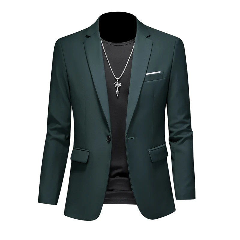 Plus Size 6XL-M Fashion Mens Solid Color Suit Jacket High Quality Business Slim Fit Casual Blazers Formal Social Wedding Tuxedo