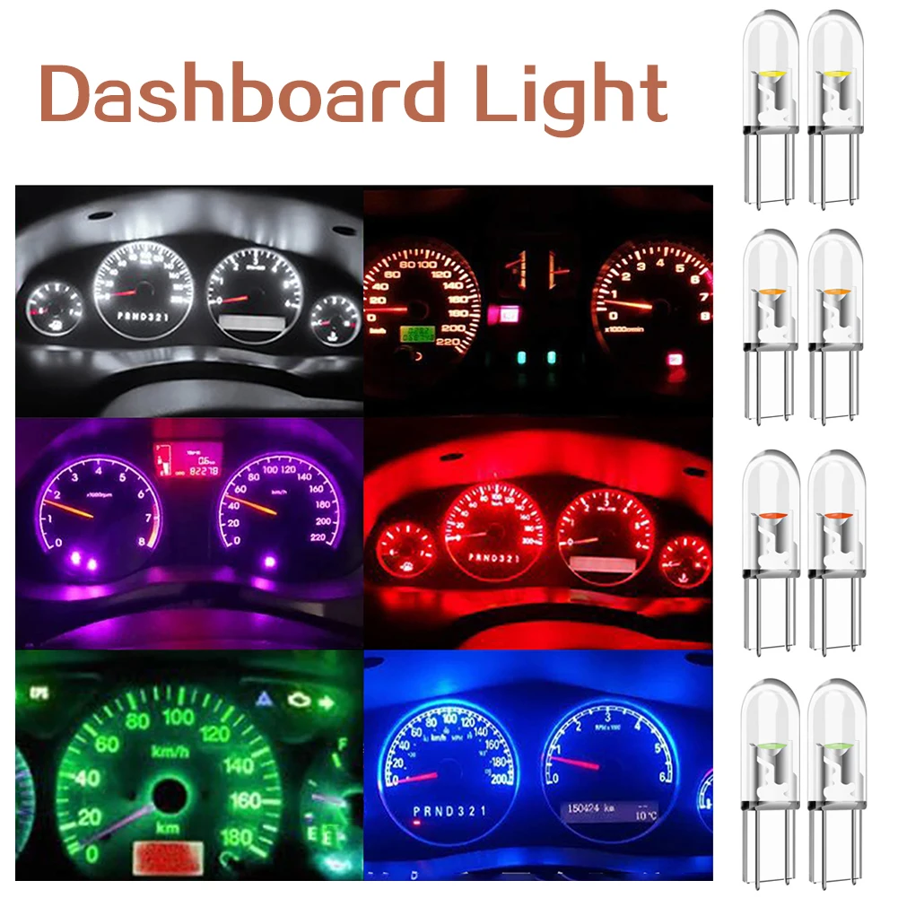 

Светодиодные светодиоды T5 Auto Interior Lights Extra Bright Cobs Индикатор приборной панели светодиода для четкой видимости DIY CAR проект модификации автомобиля
