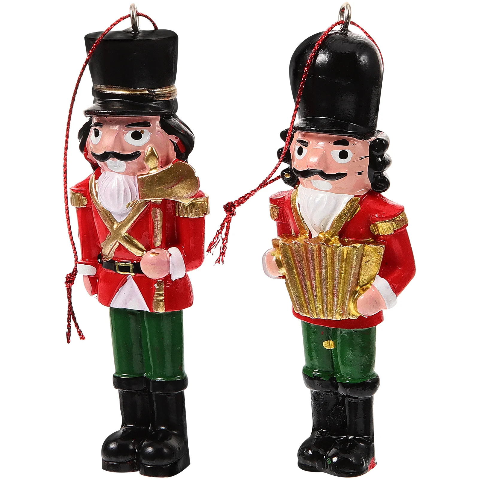 

2pcs Resin Nutcracker Hanging Christmas Ornament Xmas Tree Decoration Festival Holiday Craft Pendant For Home Car Office Party