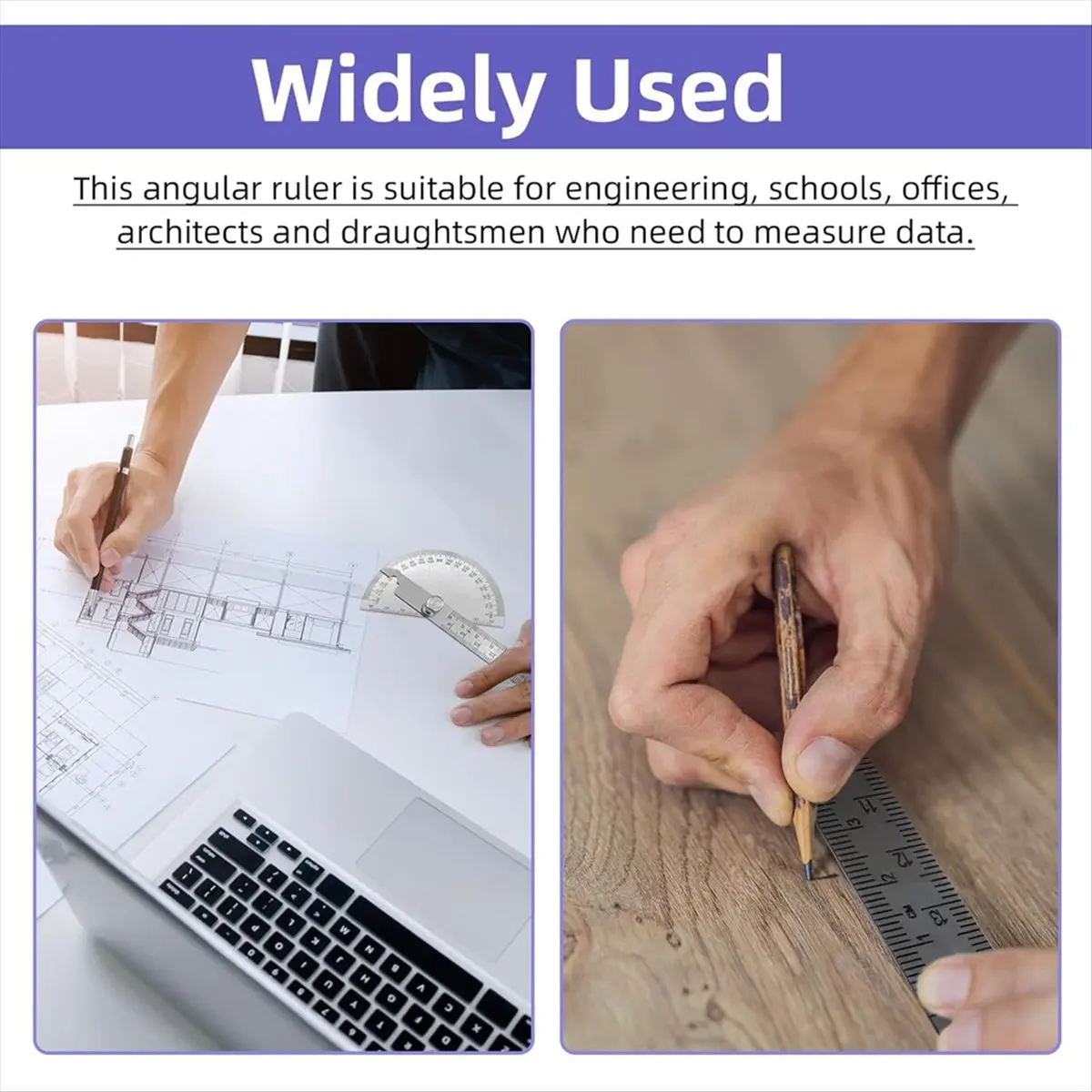 15-120 Degree Knife Angle Finder and 180 Degrees Protractor Kit, Bevel Gauge Angle Gauges Ruler Measuring Tool