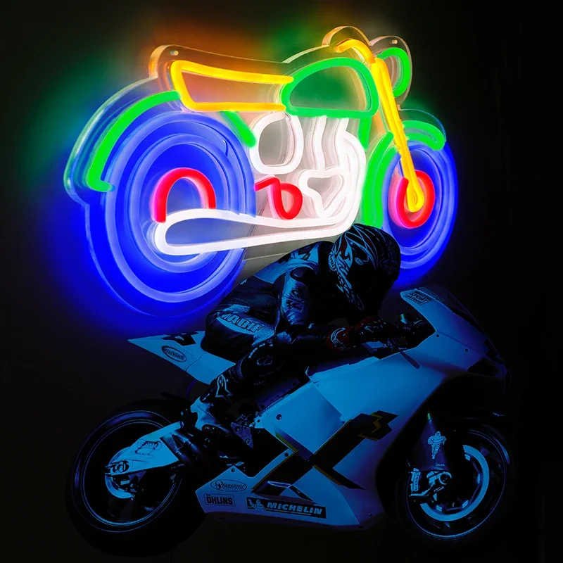 Imagem -06 - Motocicleta Neon Sign para Crianças Luz Led Luz de Neon com Interruptor Regulável Sala de Jogos Decoração Halloween