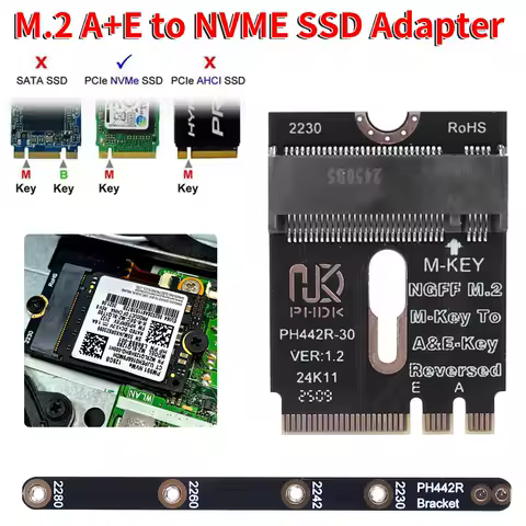 M.2 A+E To NVME SSD Adapter A/E Key To M Key PCIE 4.0 Riser Card M2 WIFI Interface for Laptop Mainboard SSD 2280