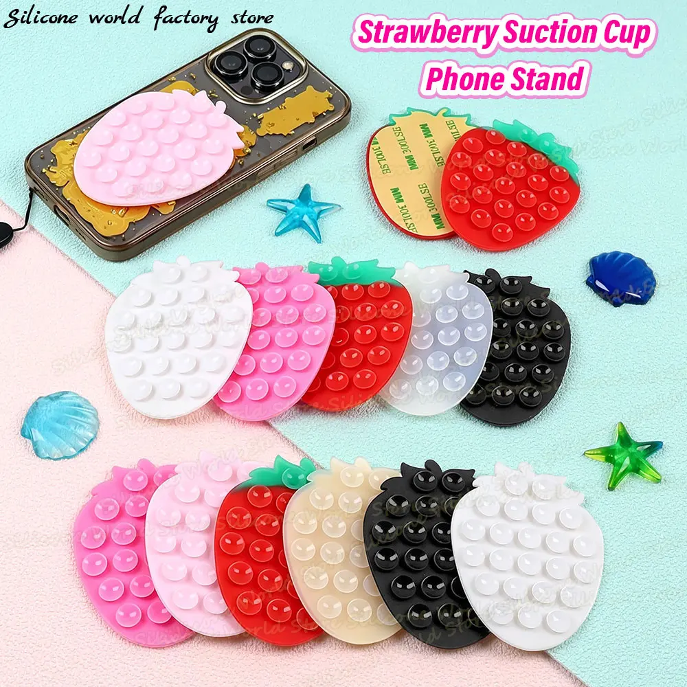 SW 10PCS Portable Silicone Strawberry Suction Cup Mobile Phones Stand Sucker Holder Phone Fixed Pad Car Navigation Bracket