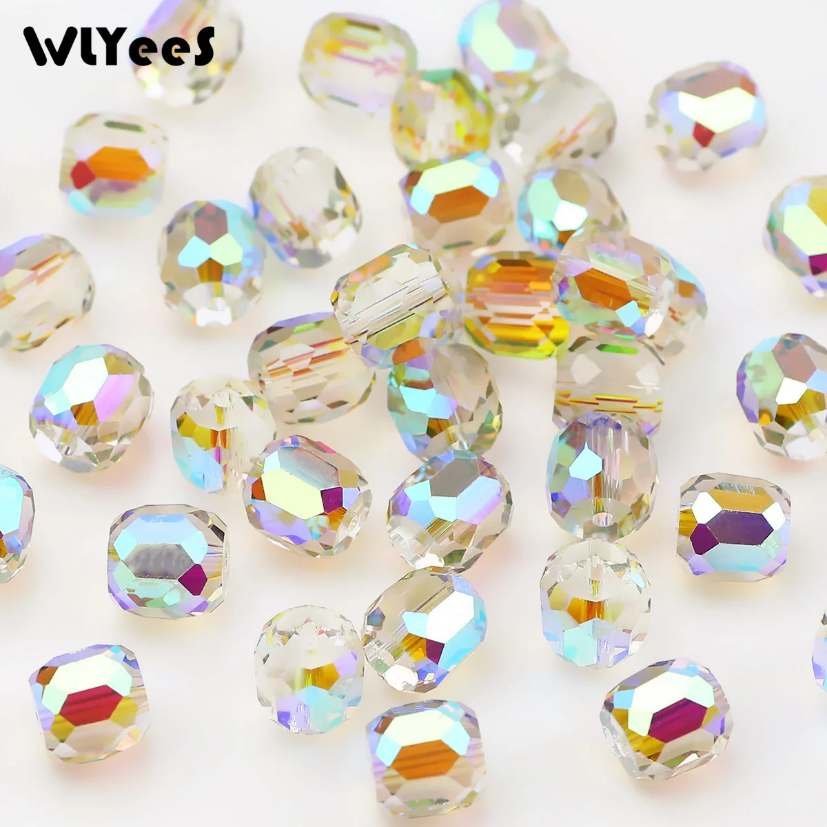 WLYeeS 8mm LIght Red&Green Faceted Square Austrian Crystal Beads 72Pcs Cube Spacer Loose Bead for Earring Bracelet Jewelry DIY