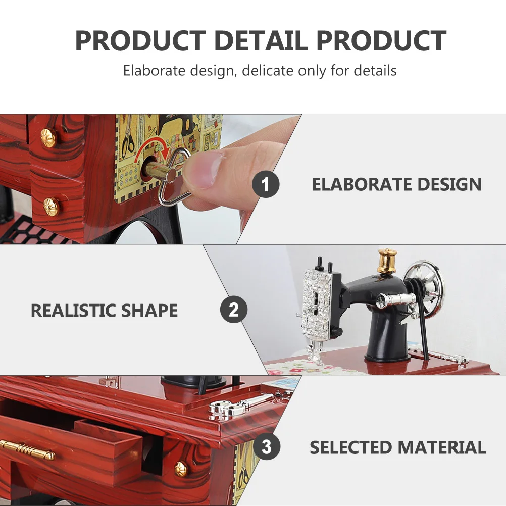 

Retro Musical Box Decoration Free Unique Craftsmanship Home Ornament Sewing Machine Clockwork Gifts Desktop