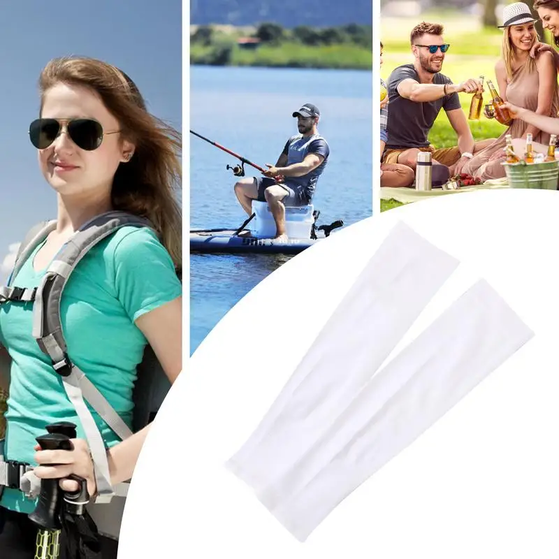 Penutup Lengan Pendingin Uniseks Olahraga Lari Perlindungan UV Matahari Luar Ruangan Pria Memancing Bersepeda Lengan Lengan Sutra Es Sejuk