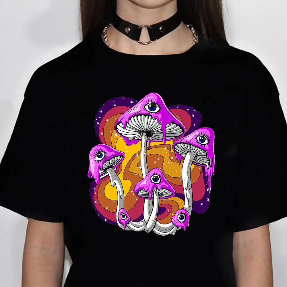 

Magic Mushrooms Alien Psychedelic tshirt women graphic Japanese designer Tee female 2000s clothes