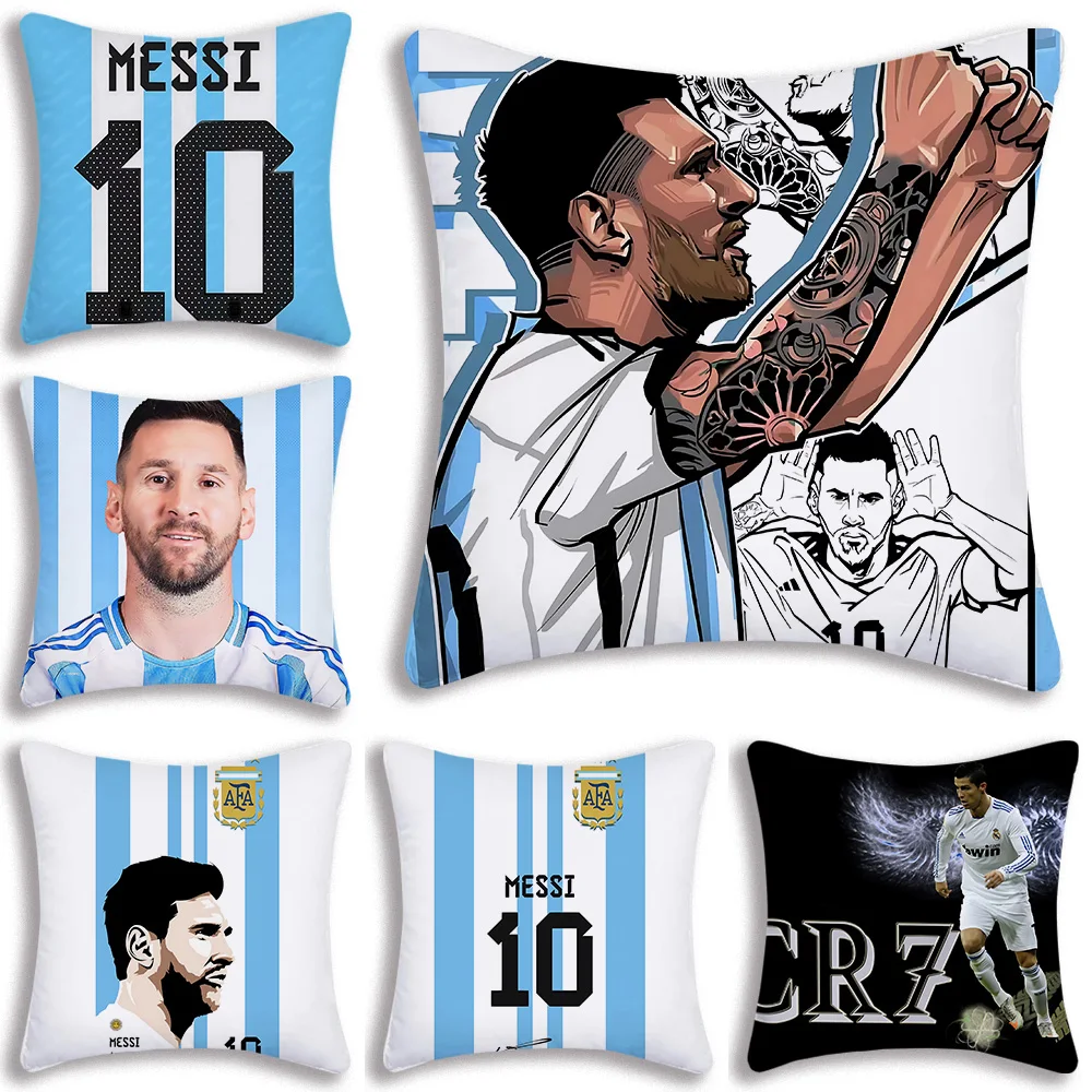 CR7 Cristiano Ronaldo Fall Pillow Covers Cartoon Sofa Decorative Home Double-sided Printing Short Plush Cute Cushion Cover