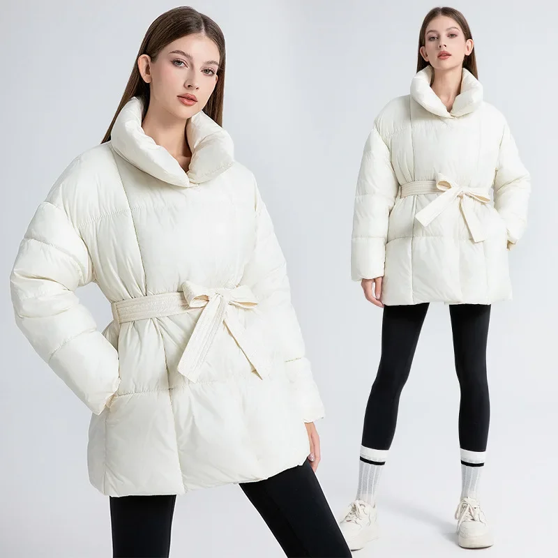 Down Cotton-padded Jacket Long 2024 Winter New European and American Style Design Student Cotton-padded Jacket