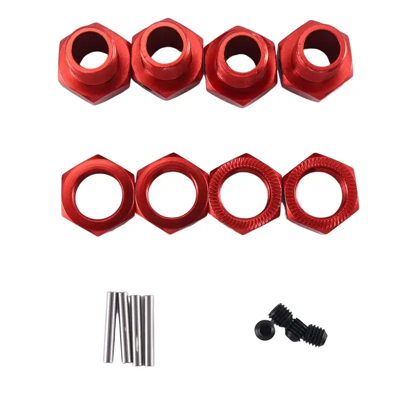 A19Q-4Pcs Extended Wheel Hex Hub Adapter For 1/10 Arrma Kraton Outcast Metal Accessories ,Red