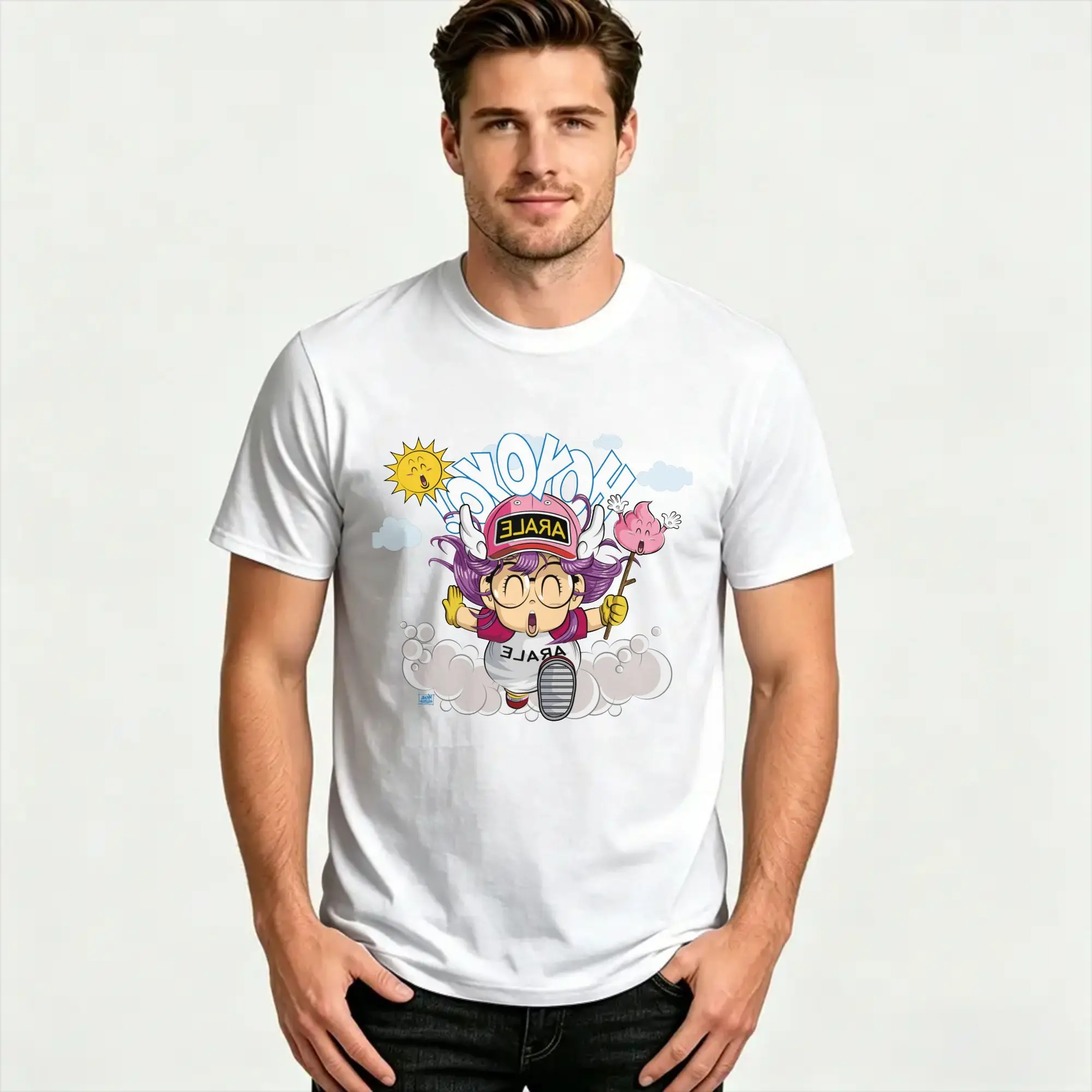 Dr. Slump Men Women T Shirt Arale Hoyoyo Vintage Tees Short Sleeve Round Collar T-Shirt Pure Cotton Graphic Clothes