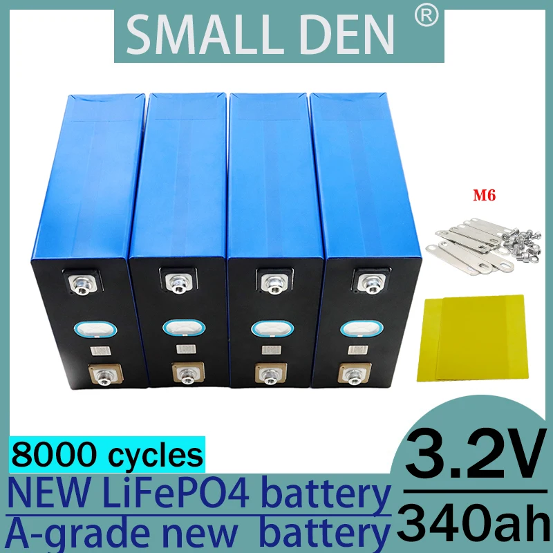 New 3.2V 340Ah lithium iron phosphate rechargeable battery pack DIY 12V 24V 48V solar powered RV electric camping vehicle