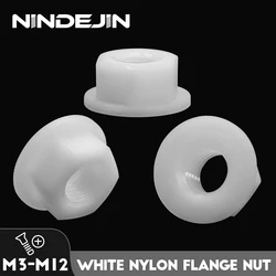 NINDEJIN 10/50pcs White Nylon Hexagon Flange Nut M3 M4 M5 M6 M8 M10 M12 Plastic Flange Nut for Heat Electricity Insulation