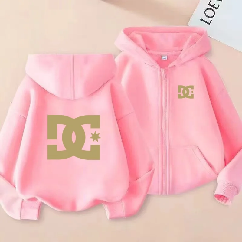 Sweat-shirt à capuche pour enfants, Cardigan pour garçons et filles de 3 à 12 ans, manteau de sport à manches longues, Style fermeture éclair, mode, lettres élégantes, haut ample décontracté