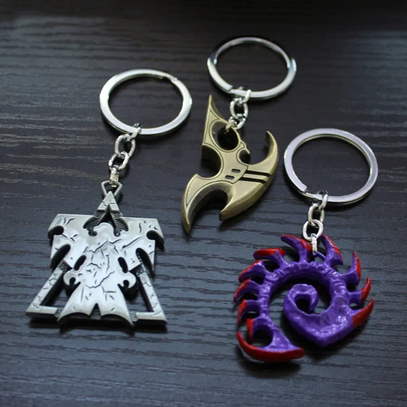 

Game StarCraft Keychain Wings of Liberty Terran Zerg Protoss Metal Keyring Key Chains Charm Charm Key Rings chaveiro Llavero