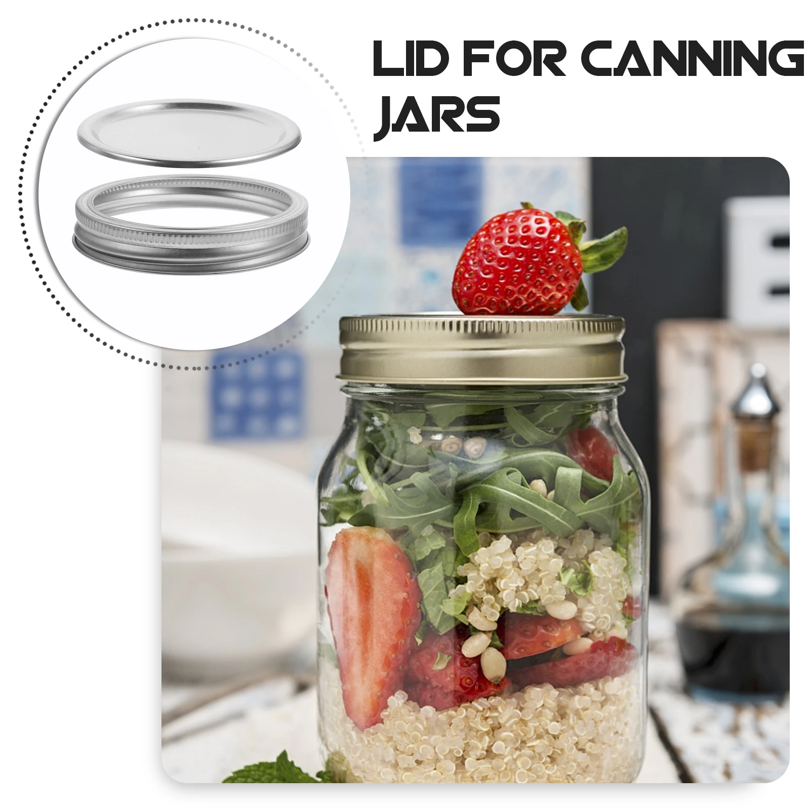 

5Sets Canning Jar Lids and Rings Tinplate Leakproof Airtight Storage Caps for Mason Jars Canning Jar Lid and Ring