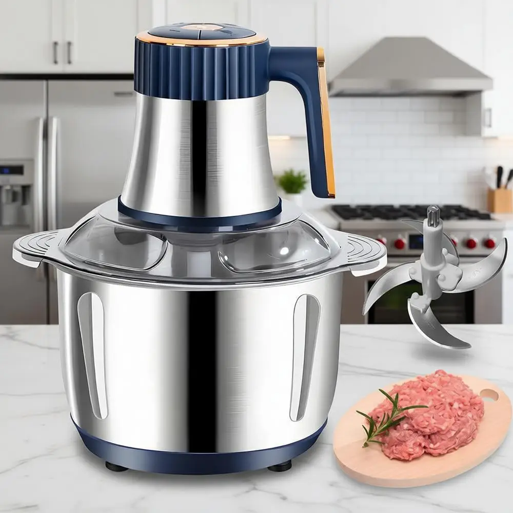 

800W 18/10 Stainless Steel 3L Multifunction Food Processor with 5-Button Control and Quadruple Blades for Chopping and Processin