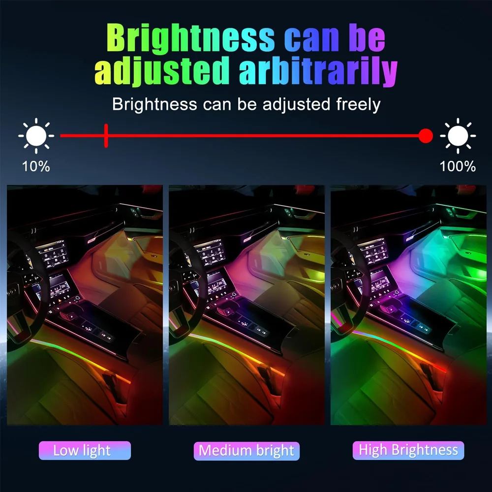 USB RGB Automotive Atmosphere Decorative Lamp Music Sync App Remote Control Led Interior Light Strip Car Foot Ambient Lights