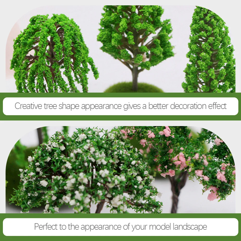 8 Pcs Micro Landscape Tree Miniature Model Trees for Train Decorate Scenery Small Decoration Plastic Garden