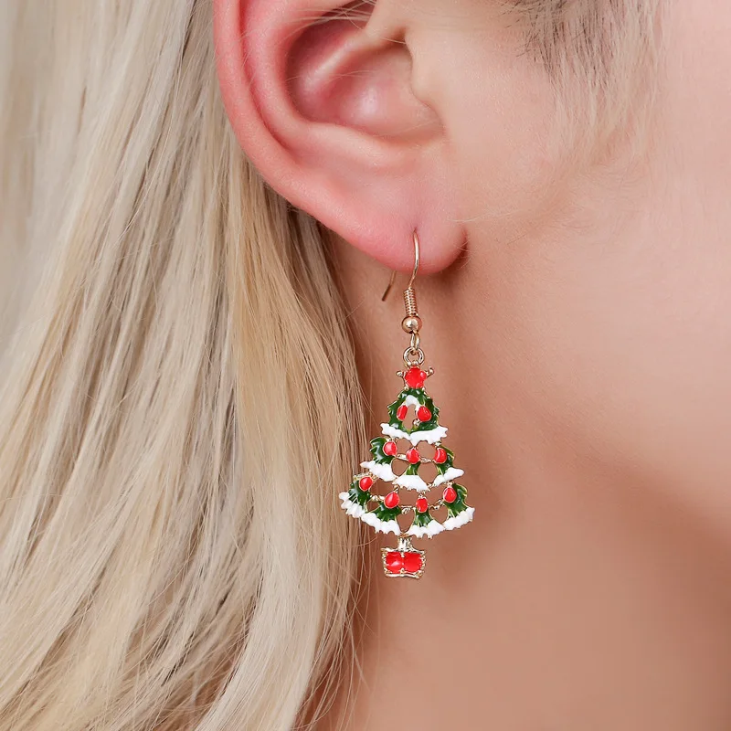 1 Pair Christmas Dangle Earrings Christmas Bell Light Bulbs Hoop Earrings Christmas Tree Earrings for Women Girls Xmas Part Gift