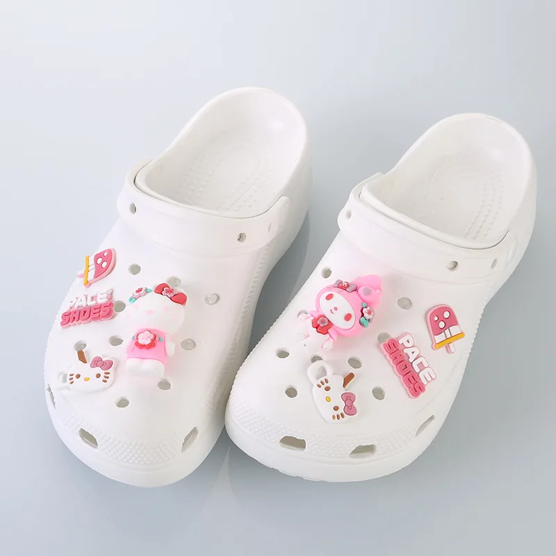 8Pcs Girls Women Cute Cartoon Anime Shoe Charms DIY Hole Shoes Detachable Buckle Slides Sandals Garden Shoes Accessories Gifts