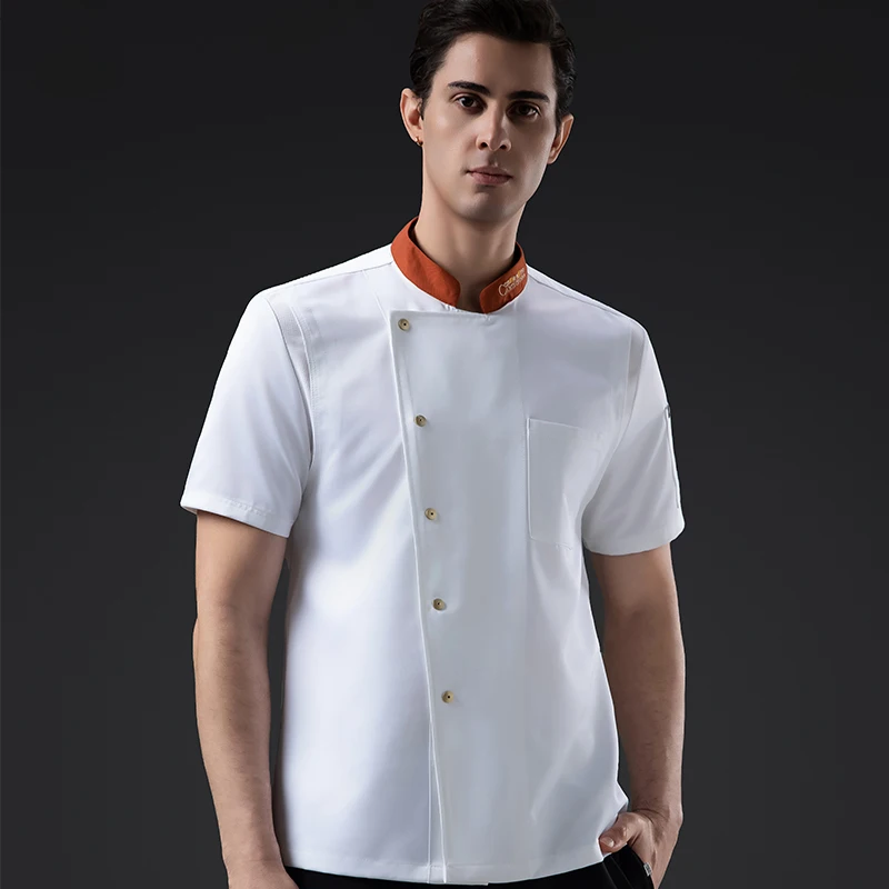 

Куртка для шеф-повара с коротким рукавом, униформа для отеля, кафе, кухни, пекарни, униформа для шеф-повара быстрого питания, мужская