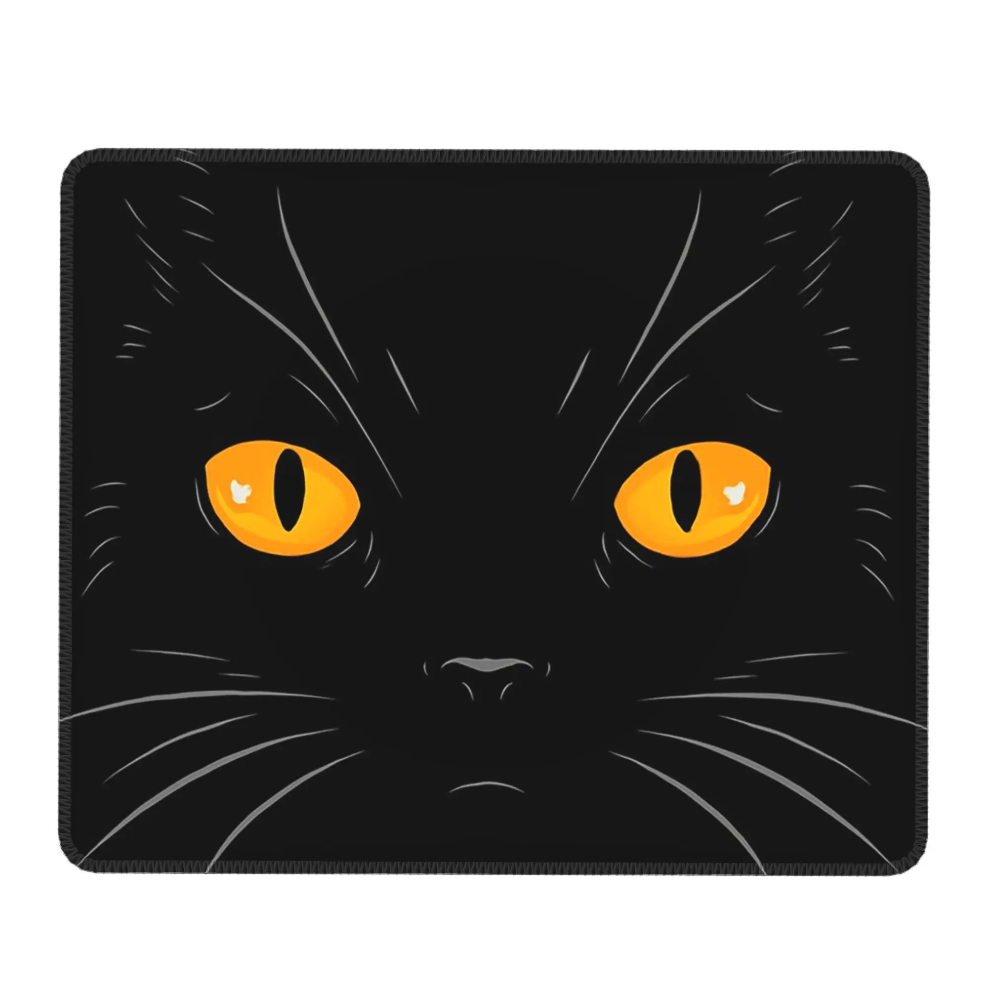 Black Cat Face And Yellow Eyes Mouse Pad Computer Keyboard Mouse Mat Gaming PC Laptop Desk Mat Office Accessories Table Mats
